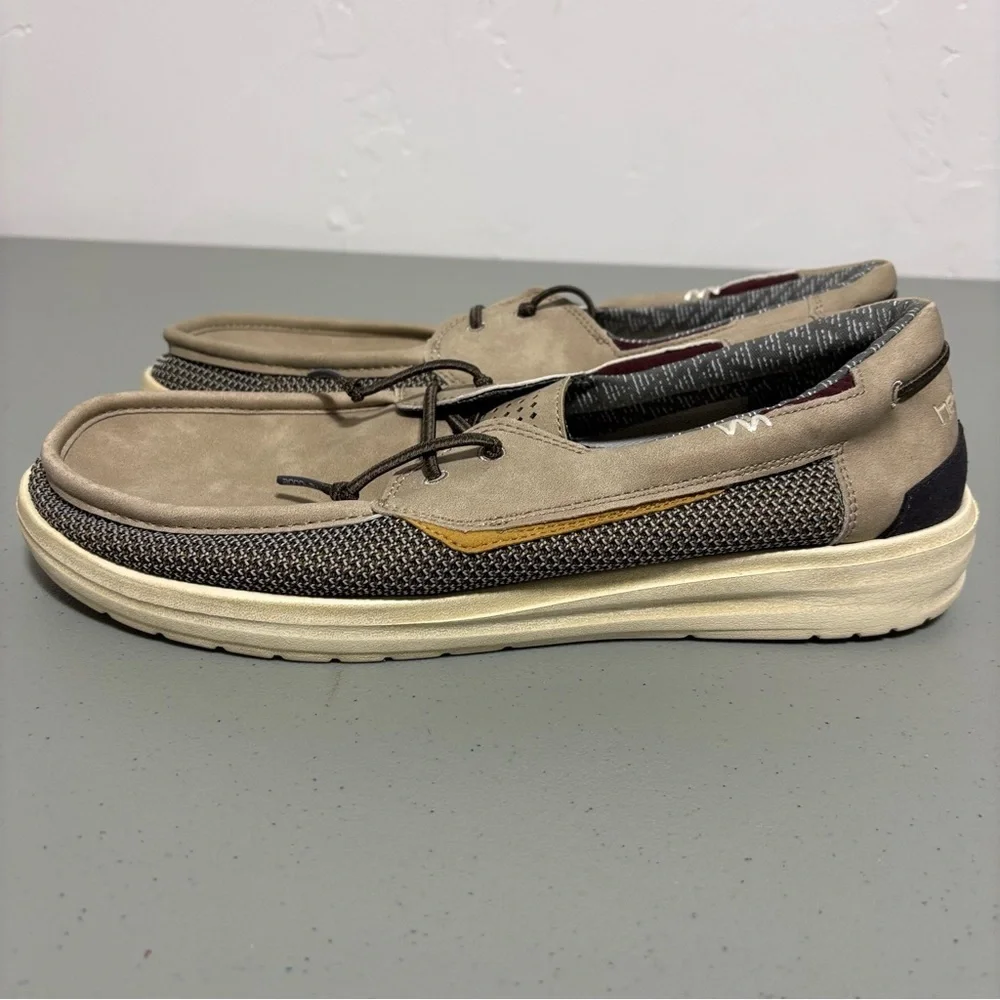 Hey Dude Welsh Grip Sand Men's Slip On Boat Shoes Loafers Size 13 Neutral
